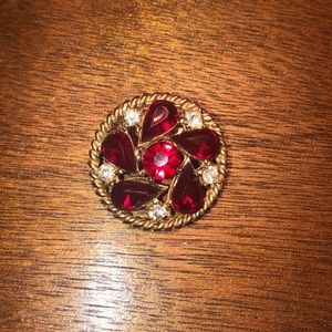 Vintage Ruby and Gold Brooch